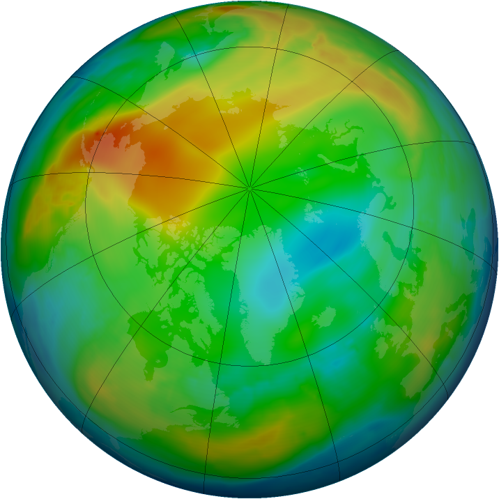 Arctic ozone map for 25 December 2010